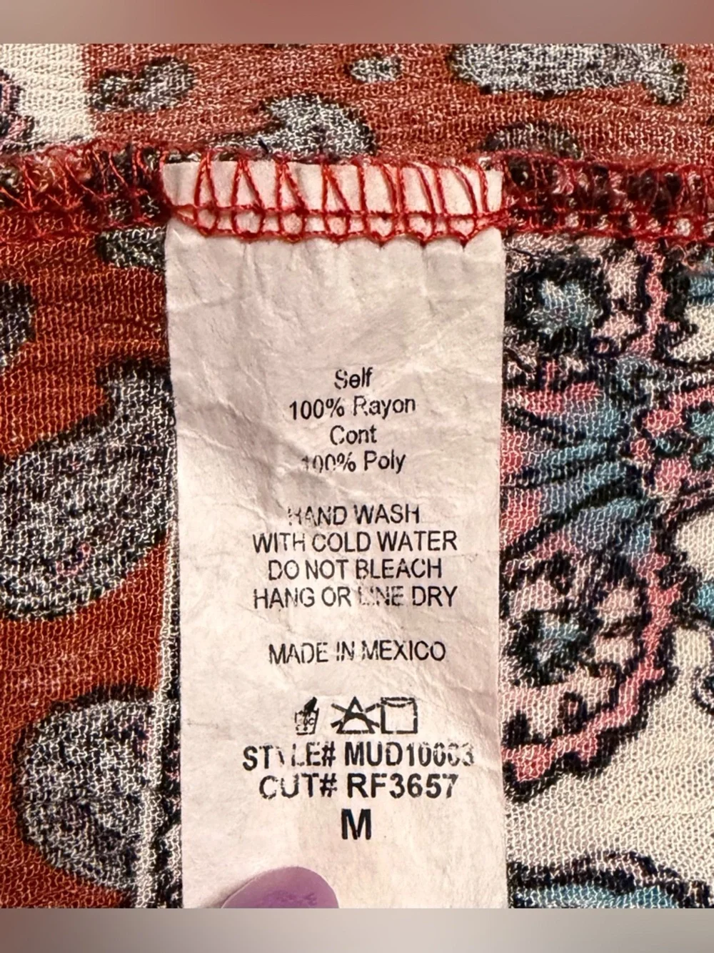 Patchwork V-Neck Midi Dress in Rust and Blush - Picture 4 of 10